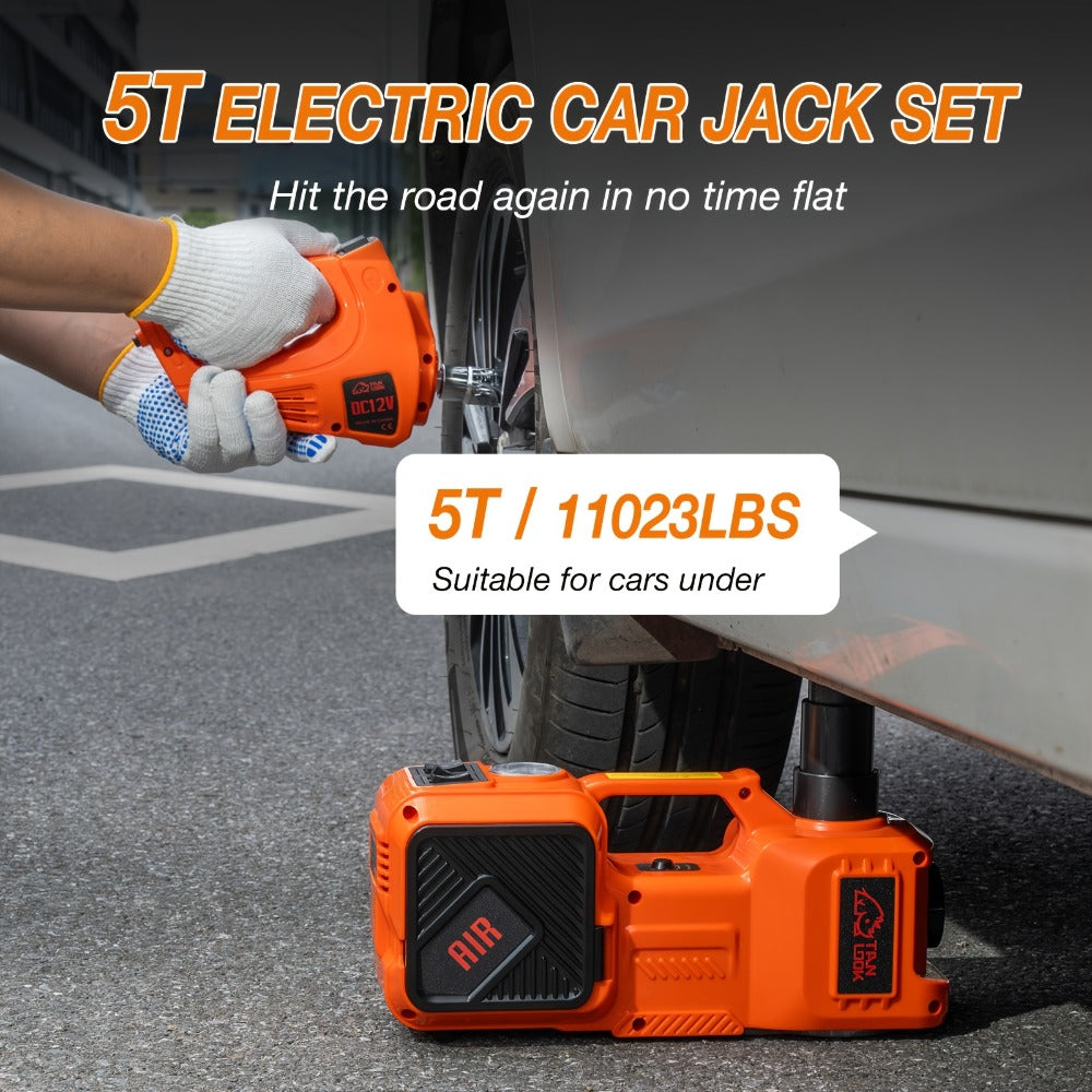 5 Ton Electric Hydraulic Car Jack with Built-in Air Pump – Portable Car Lift for SUV MPV Truck, Tire Replacement & Emergency Roadside Use, Optional Electric Impact Wrench