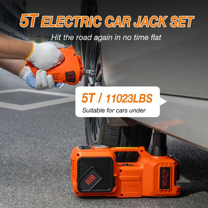 5 Ton Electric Hydraulic Car Jack with Built-in Air Pump – Portable Car Lift for SUV MPV Truck, Tire Replacement & Emergency Roadside Use, Optional Electric Impact Wrench