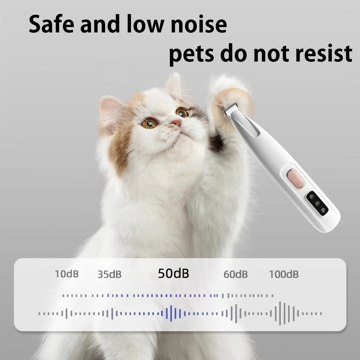 Pet Grooming Clippers USB & Battery Powered - Low Noise Electric Hair Trimmer for Cats Small Dogs, Cordless Rechargeable Pet Clipper for Face Paws Body, Portable Travel Grooming Tool, White