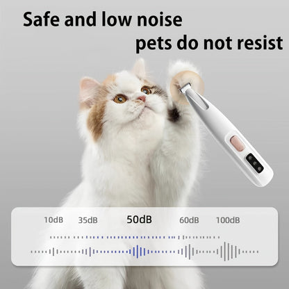 Pet Grooming Clippers USB & Battery Powered - Low Noise Electric Hair Trimmer for Cats Small Dogs, Cordless Rechargeable Pet Clipper for Face Paws Body, Portable Travel Grooming Tool, White