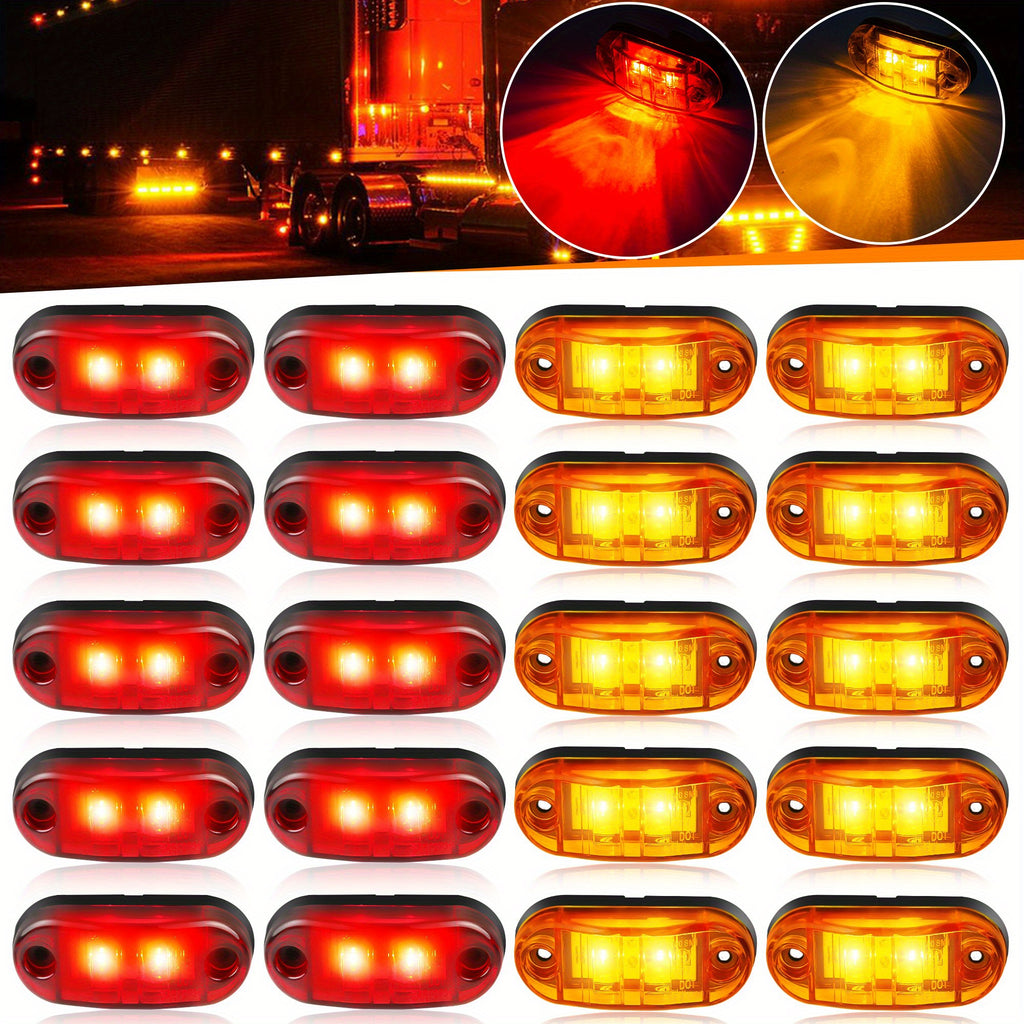 Universal LED Indicator Lights for The Front, Rear, And Sides of Trucks, Rvs, Cars, Buses, Trailers, Vans, Caravans, And Boats, Without Battery