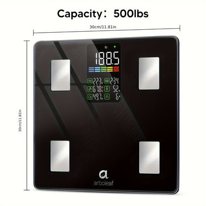 Smart Body Scale 14-in-1 – Body Fat Scale with BMI, Muscle Mass & 14 Health Metrics, Wireless Bluetooth App Sync, Auto Recognition, 500 lb Capacity, HD LED Display for Home & Gym Use