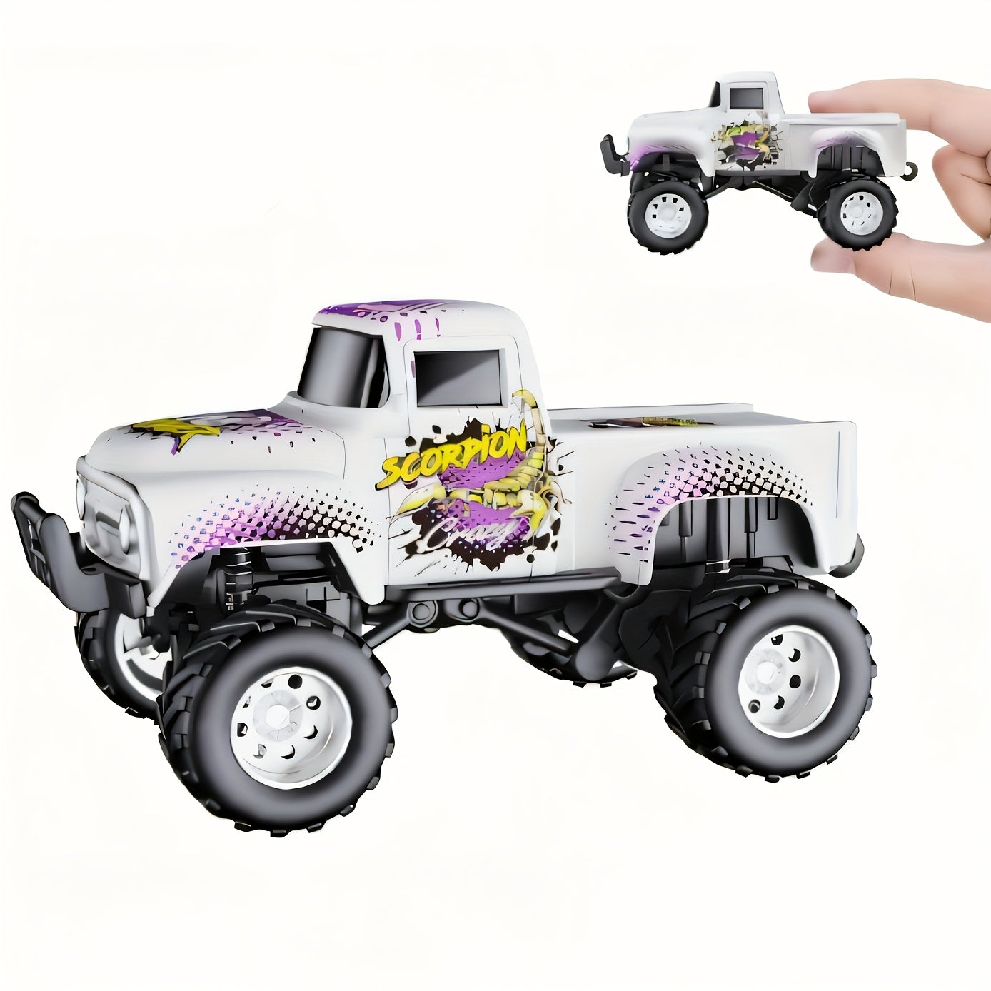 1:64 Scale Die-Cast RC Monster Truck 2.4GHz High-Speed Off-Road Vehicle with LED Headlights, Multiple Control Modes & Adjustable Speed – Toy Gift for Boys & Girls (5 Colors)