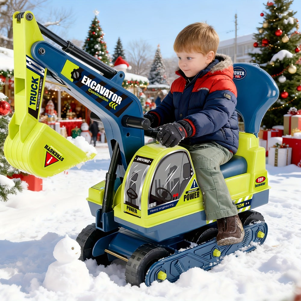 Kids Ride-On Construction Truck Large Manual-Powered Engineering Vehicle Safety Bumpers Indoor Outdoor Beach Play Birthday Holiday Gift Boys Ages 3-6+ Green Thickened Standard