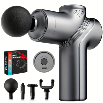 Portable Percussion Massage Gun – Ultra-Quiet Motor, 4 Massage Heads & 6 Adjustable Speeds | Handheld Deep Tissue Massager for Muscle Relaxation, Post-Workout Recovery & Full-Body Relief
