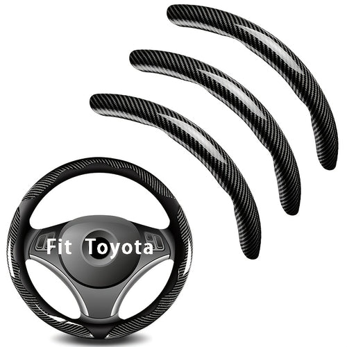 Steering Wheel Cover Carbon Fiber 3Pcs – Anti-Slip Scratch-Resistant Protector for Toyota RAV4, Camry, Corolla, Highlander, Tacoma, Tundra, 4Runner & Sequoia | Black & Red