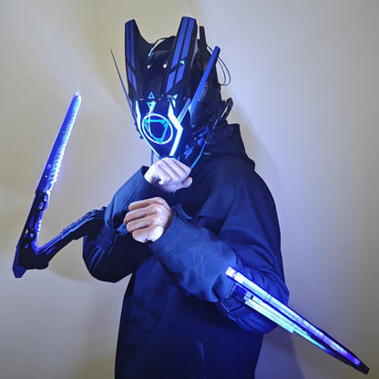LED Mantis Knife Cyberpunk Light Up Acrylic Prop – Luminous Blade for Halloween Costume Cosplay Sci-Fi Role Play Party, Rechargeable Red & Blue Single or 2pcs Set for Men & Women
