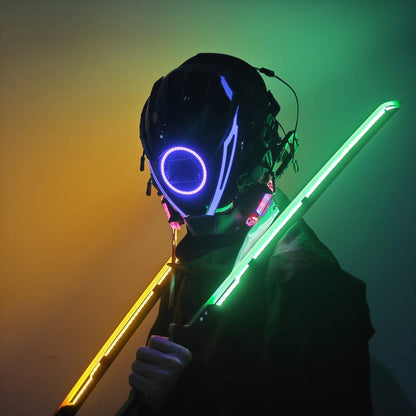 LED Cyberpunk Katana Prop 80cm Acrylic Luminous – 1:1 Scale Sci-Fi Glowing Sword for Cosplay Halloween Masquerade Party Display Collectible Blunt Safe Red Orange Green