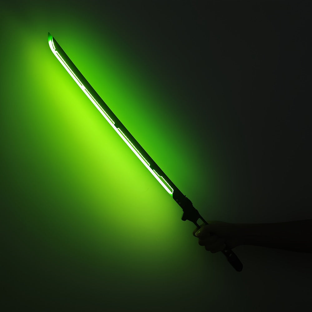 LED Cyberpunk Katana Prop 80cm Acrylic Luminous – 1:1 Scale Sci-Fi Glowing Sword for Cosplay Halloween Masquerade Party Display Collectible Blunt Safe Red Orange Green