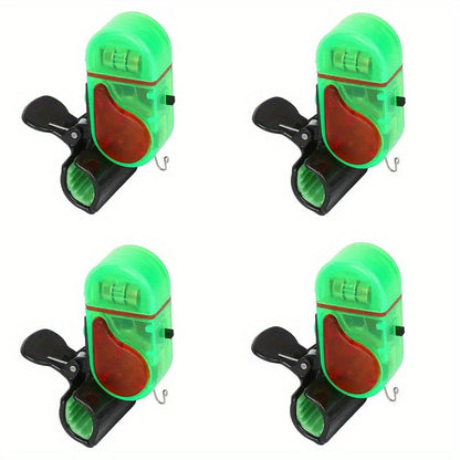 Fishing Bite Alarm Set of 4 with Sound Alert & LED Indicator – All-Weather Portable Electronic Fish Bite Detector for Night Fishing, Long-Distance Carp Fishing, Beginners & Experienced Anglers, Green
