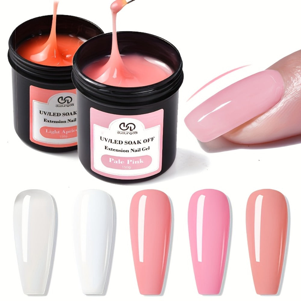 Builder Gel for Nail Extensions 150g Apex Strengthening Kit 13 Shades Clear White Pink Nude Milky Jelly Salmon UV LED Cure Professional Salon Home DIY Manicure Nail Art Women