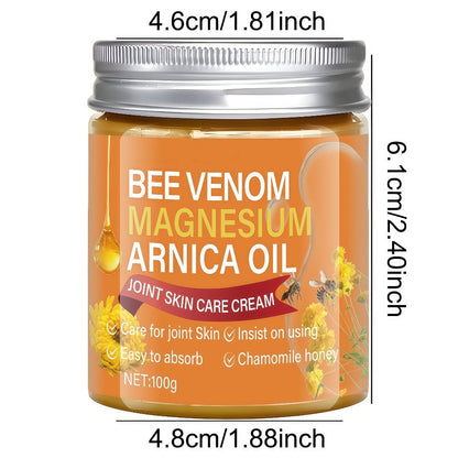 Bee Venom Magnesium Massage Cream 100g – Camellia Oil Shea Butter Glycerin Moisturizing Firming Body Cream for Back Knees Elbows Lightweight Nourishing Skin Comfort Body Care All Skin Types