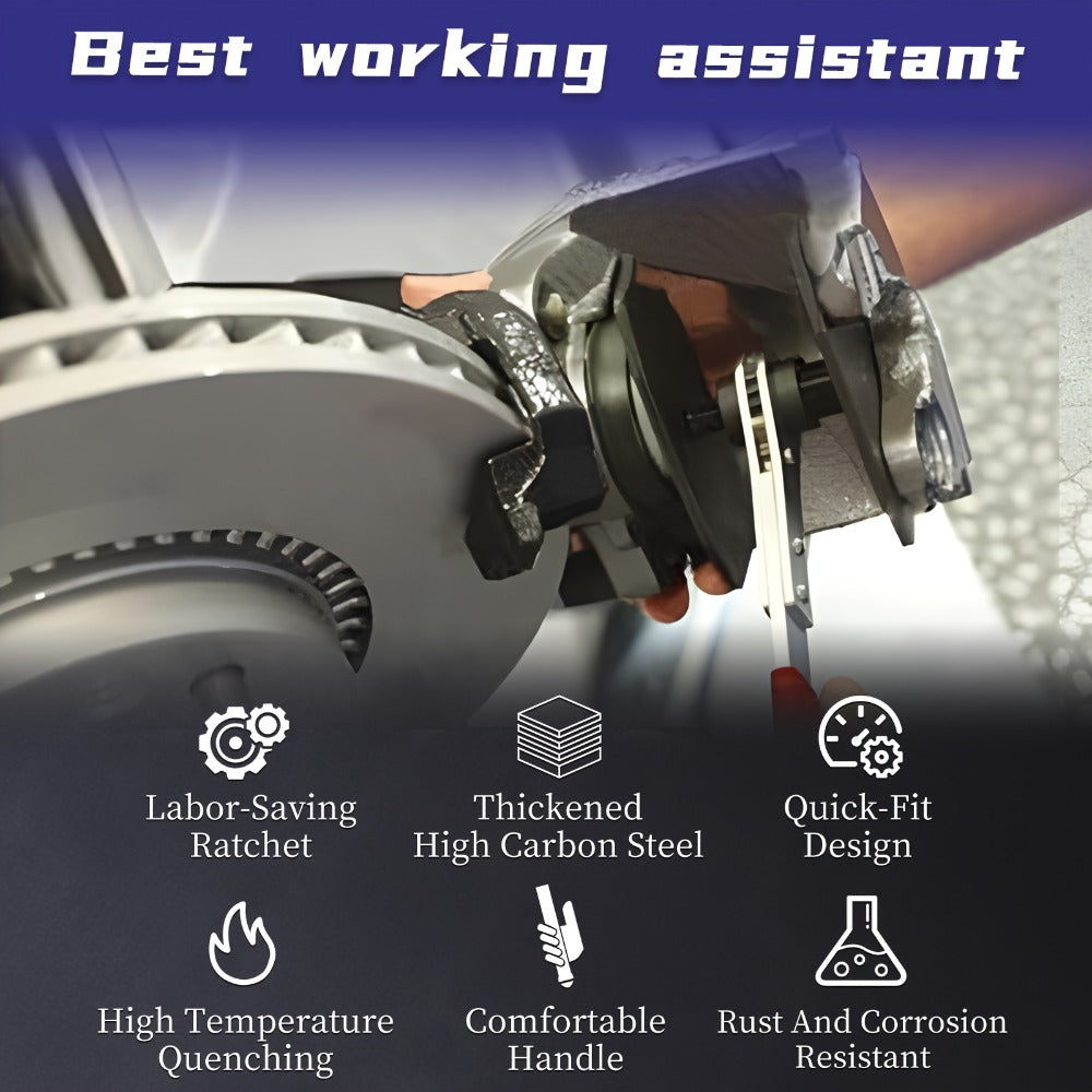 Brake Caliper Piston Press Tool - 360° Ratchet Compressor for Single, Twin & Quad Piston Disc Brakes | Alloy Steel Brake Pad Spreader