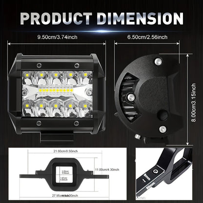 2 Inch Trailer Hitch Mount Bracket with LED Work Light Kit - 4 Inch LED Pods Bracket & Wiring for RAM Truck SUV Semi Trailer, Standalone Bracket or Complete Set Available