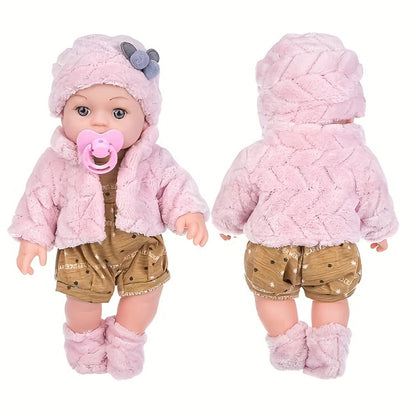 Reborn Baby Doll 12 Inch Lifelike Soft Newborn with Hat Socks & Pacifier Set – Realistic Pink Plush Silicone-Feel Doll Gift for Girls Kids Toddlers Birthday Christmas Valentine's Day Ages 3+