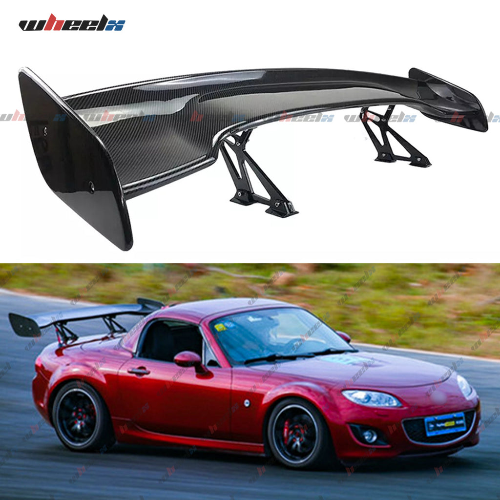 57 Inch Universal Rear Trunk Spoiler Wing GT Style ABS Racing Car Spoiler Compatible with Sedan Coupe Hatchback Wide Adjustable Rear Spoiler Wing Matt Black/ Glossy Black/ Carbon Fiber