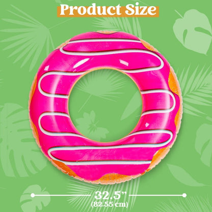 Glitter Donut Pool Float 3 Pack 32.5 Inch Inflatable Swim Ring Set – Strawberry Chocolate Mint Pool Tubes for Summer Pool Party, Birthday Decoration, Kids Teens & Adults