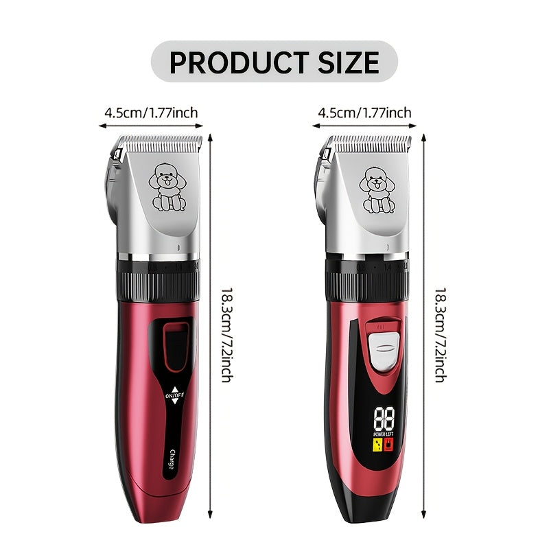 Pet Hair Clipper Cordless Adjustable Comb - Silent Low Noise Rechargeable Electric Dog Cat Grooming Scissors Set, Multiple Style Options, USB Charging Wireless Pet Trimmer for Dogs Cats
