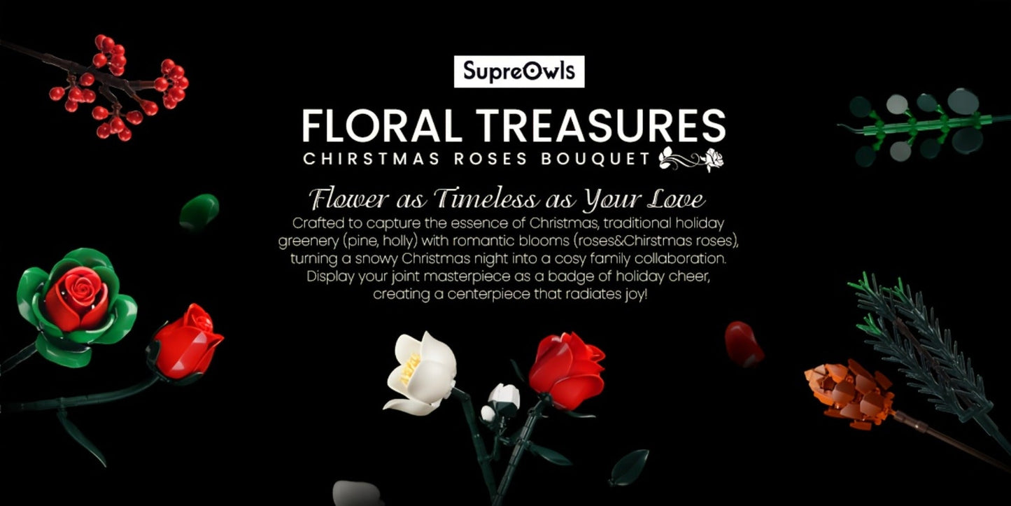 DIY Flower Bouquet Building Kit for Girls & Women – Rose & Lily Brick Set, Healing Series Desk Decoration, Buildable Artificial Flowers, Unique Mother's Day Birthday Valentine's Christmas Gift for Teens Adults