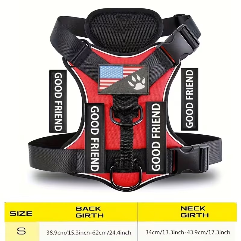 Service Dog Harness with 5 Patches – Reflective Adjustable Oxford Vest with Inner Mesh Layer, Service Dog ID System for Small Medium Large Dogs, XS–XL, 5 Colors