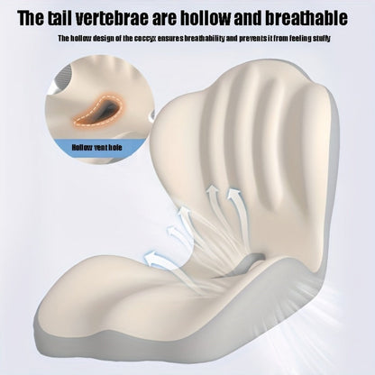 Hip & Lumbar Support Seat Cushion Ergonomic Memory Foam – Breathable High-Density Back Support Pillow for Office Chair, Car Seat & Long Sitting, Daily Use or Gift