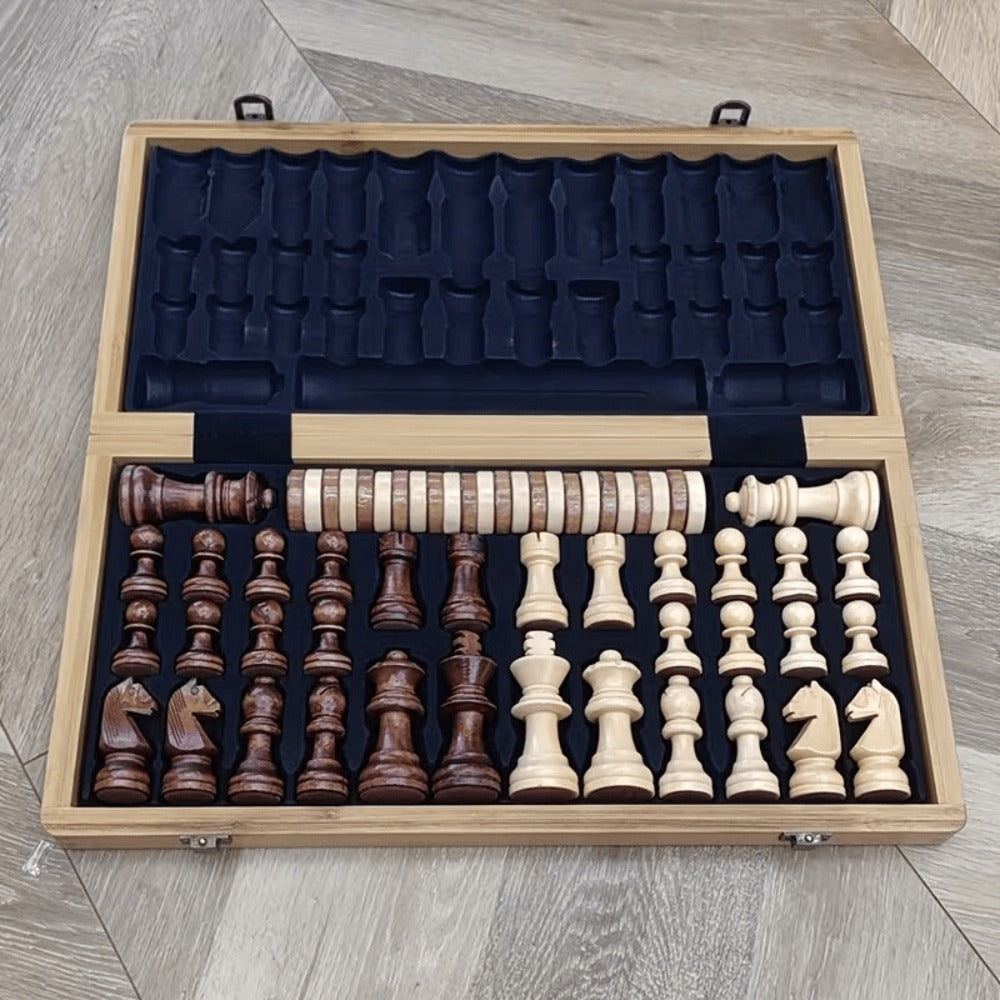 Folding Chess Set 33 Pieces with Board & Gift Box – Travel Portable Strategy Game for Kids Adults Beginners, Classic Tabletop Game for Family Game Night