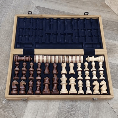 Folding Chess Set 33 Pieces with Board & Gift Box – Travel Portable Strategy Game for Kids Adults Beginners, Classic Tabletop Game for Family Game Night