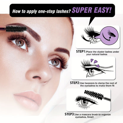 Invisible 2-Strip Tape Lash Clusters 156Pcs — Pre-Glued Self-Adhesive Eyelash Extensions, No Glue No Sticky Residue, Volume Mixed Longer-Lasting DIY Cluster Lashes for Women Sensitive Eyes