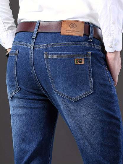 Men's Straight Leg Jeans - Black Denim Clean Finish Modern