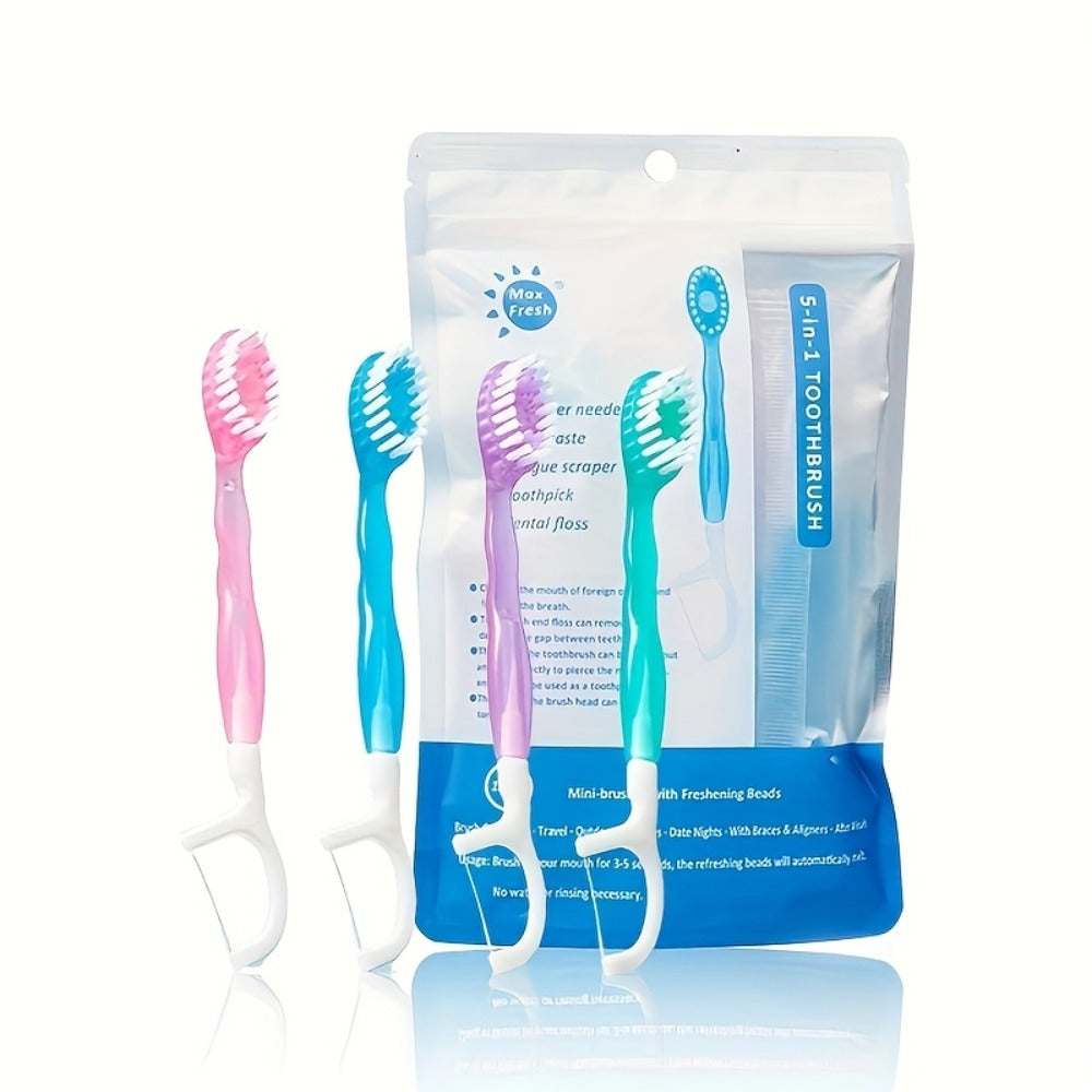 Disposable Toothbrush 24-Pack – Mini Beads No-Rinse Travel Toothbrush, Mixed Flavors, Portable Oral Care Kit for Outdoor Travel, Camping, Hotels, Dating & Parties, Fresh Breath On the Go (2 Bags × 12pcs)