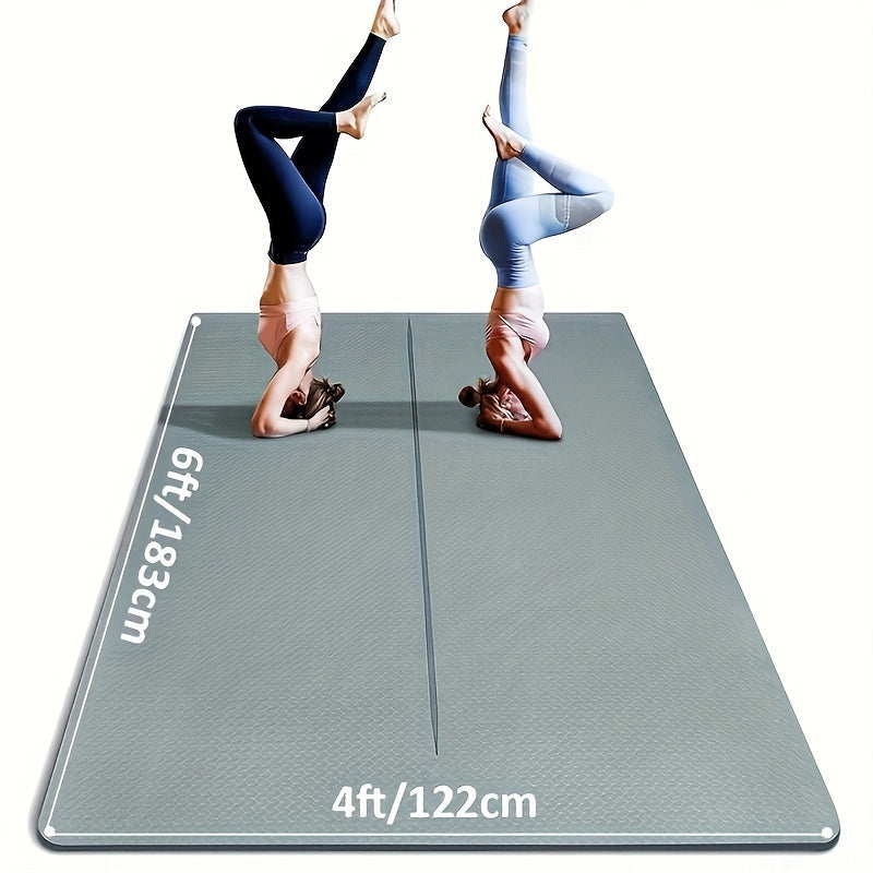 Large TPE Yoga Mat 6'x4' Extra Thick 1/3" – Alignment Lines, Double-Sided Non-Slip Professional Mat for Yoga, Pilates & Home Workout for Women & Men