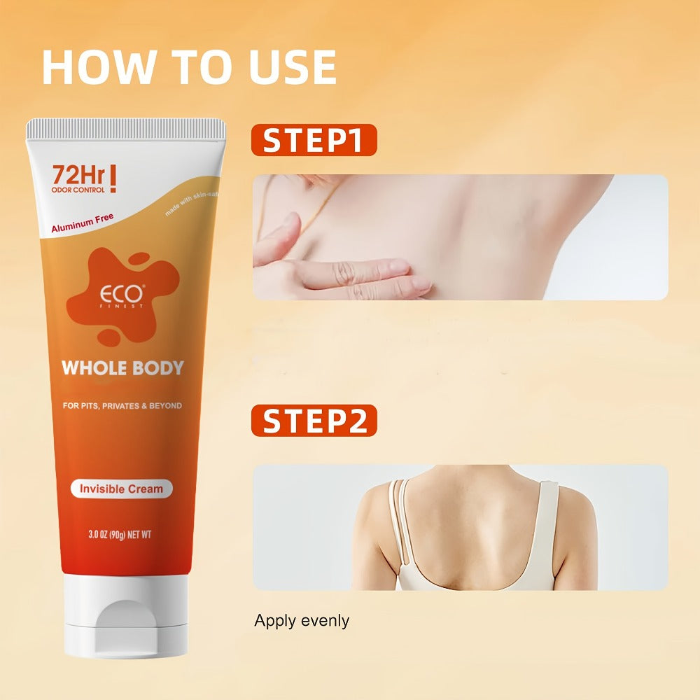 Natural Deodorant Cream 72-Hour Odor Protection – Aluminum-Free Body Deodorant with Lavender & Orange Scent | Long-Lasting Skin-Safe Formula for Women & Men | Sensitive Skin Friendly Cream Tube Deodorant