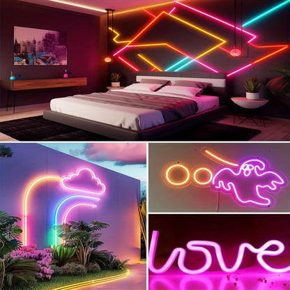 RGB LED Rope Lights with App & Remote Control, IP65 Waterproof Flexible Neon Strip, Music Sync, Multiple Modes, for Gaming Setup, Bedroom, Living Room, Indoor & Outdoor Decoration – 10m & 20m Available