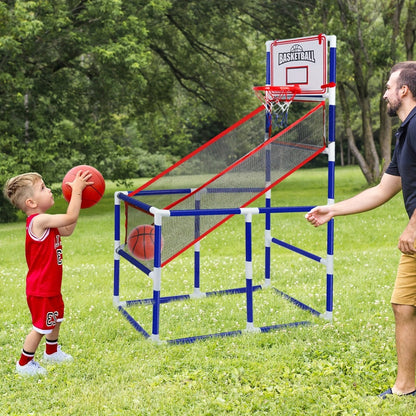 Kids Arcade Basketball Game Set with Hoop & 4 Soft Balls – Indoor Outdoor Sport Play for Ages 3+, Thick PVC Frame, Air Pump Included | Best Birthday Christmas Holiday Gift for Boys and Girls