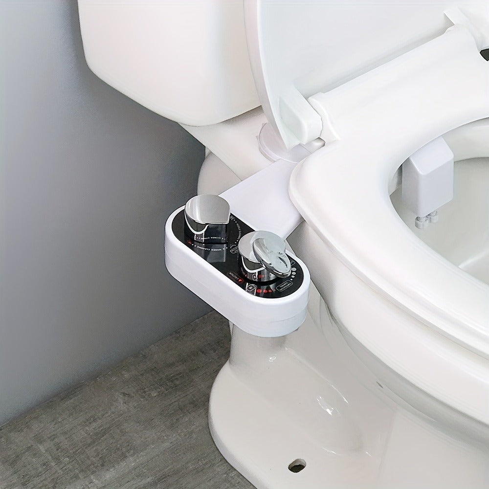 Bidet Attachment Hot and Cold Water – Dual Nozzle Non-Electric Toilet Seat Bidet, Rear & Feminine Wash, Self-Cleaning Retractable Nozzle, Adjustable Warm Water Pressure, Easy Install