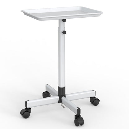 Salon Trolley Cart Height Adjustable 30 to 42 Inch Rolling Tray Table on Wheels Lockable Casters for Hair Stylist Barber Esthetician Nail Salon Spa Beauty Station Silver