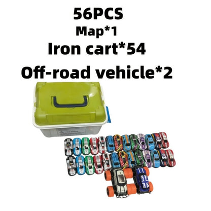 56 Pcs Mini Die-Cast Metal Car Set with 2 Stunt Cars, Play Mat & Storage Box - Friction Pull Back Toy Cars for Kids Boys Girls Ages 3+, Birthday Christmas Halloween Gift
