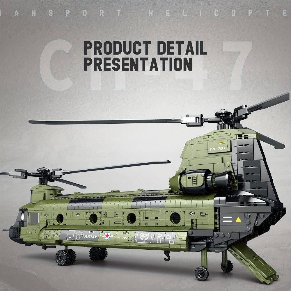 Chinook Helicopter Building Blocks Set 1622 Pcs – US Military CH-47 Transport Helicopter MOC Model Kit Adults Teens Aviation Military Fan Christmas Birthday Father's Day Gift