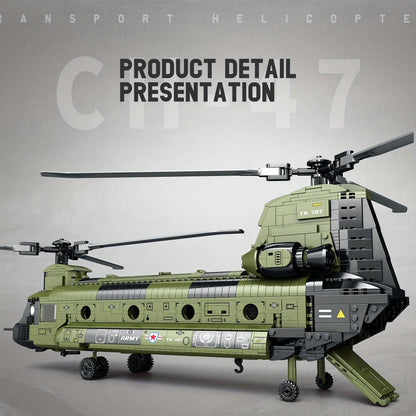Chinook Helicopter Building Blocks Set 1622 Pcs – US Military CH-47 Transport Helicopter MOC Model Kit Adults Teens Aviation Military Fan Christmas Birthday Father's Day Gift