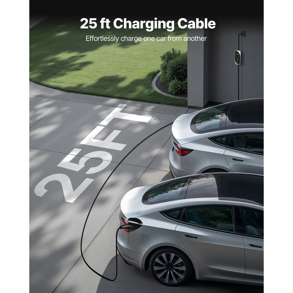 VEVOR Level 1/2 Tesla Charger 16A Portable EV Charger 25 ft Cable 120V-240V NEMA 6-20P