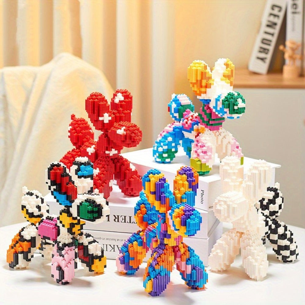 Balloon Dog Building Blocks Set – Colorful Interlocking Brick Sculpture Pop Art Home Decor Display Model for Adults Teens Art Lovers Birthday Christmas Gift 5 Colors