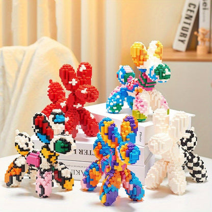 Balloon Dog Building Blocks Set – Colorful Interlocking Brick Sculpture Pop Art Home Decor Display Model for Adults Teens Art Lovers Birthday Christmas Gift 5 Colors