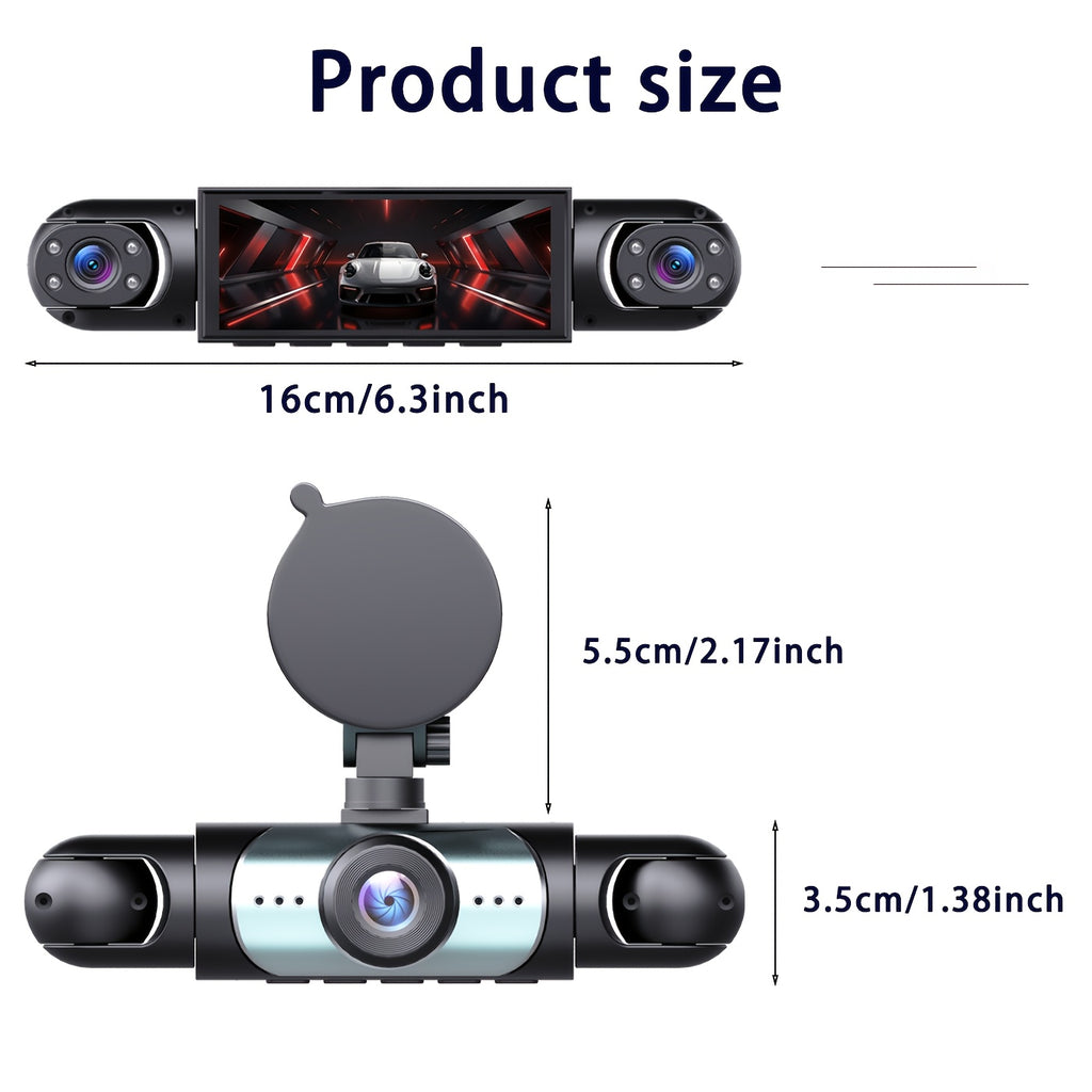 HOEMYER 360° Panoramic 4-Lens Channel 1080P HD Ultimate Safety Car DVR Set, 1080P Front And 720P Full Coverage Front, Rear, Left, And Right, Four-Screen Simultaneous Display, HD Night Vision, WDR, G-Sensor, Loop Recording - Car Accessories/Car Dashb