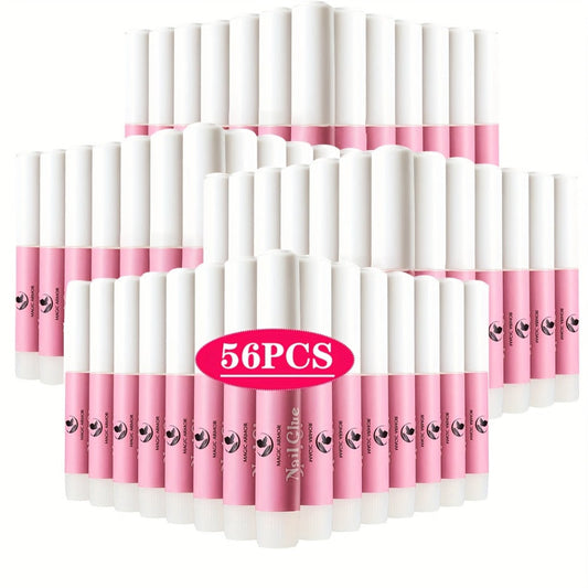 Nail Bonding Gel 56pcs Bulk Pack Strong Instant Adhesive for Press On Nails Acrylic Tips — Fast Dry Long-Lasting Clear Liquid Nail Glue for DIY Manicure Pedicure Nail Sticker Home & Salon Women