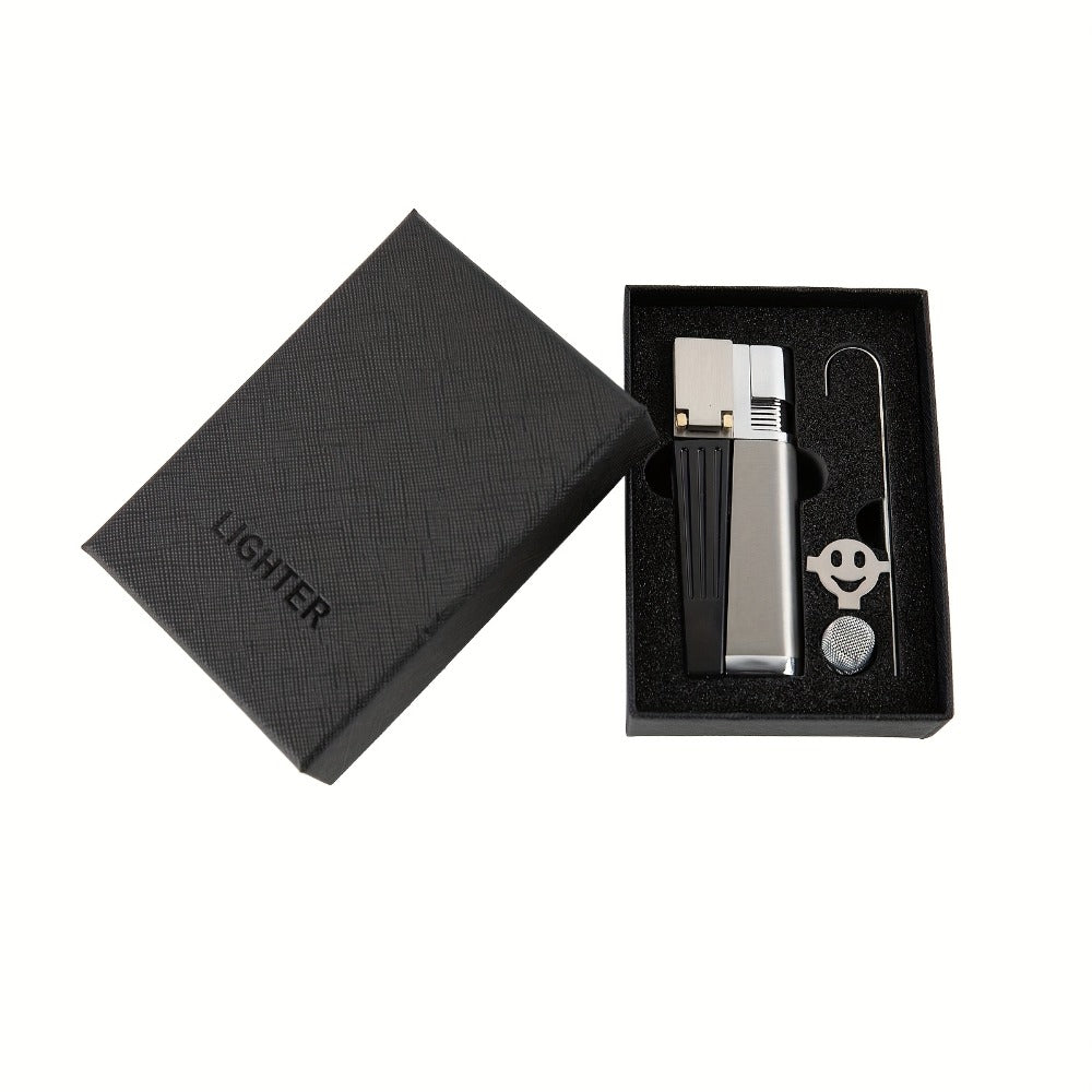 Folding Pipe Lighter Refillable 2-in-1 with Adjustable Flame, Metal-Crafted Durable Design, Gift Box Included – Windproof Butane Lighter for Men, Outdoor, Christmas & Valentine’s Day Gift