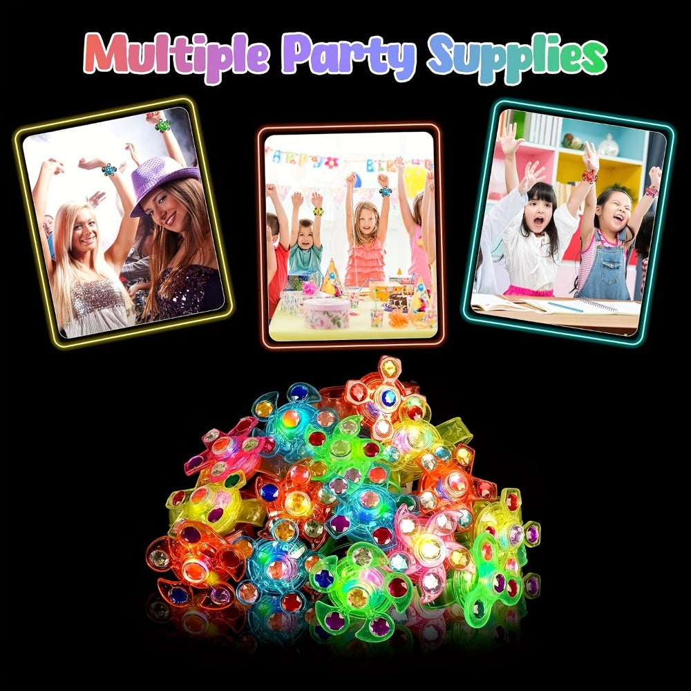 LED Fidget Spinner Wristbands Bulk Pack – Light Up Glow Wristbands for Kids Glow Party Favors, Birthday Goodie Bag Stuffers, Classroom Prizes for Boys & Girls (12 or 30 Pack)