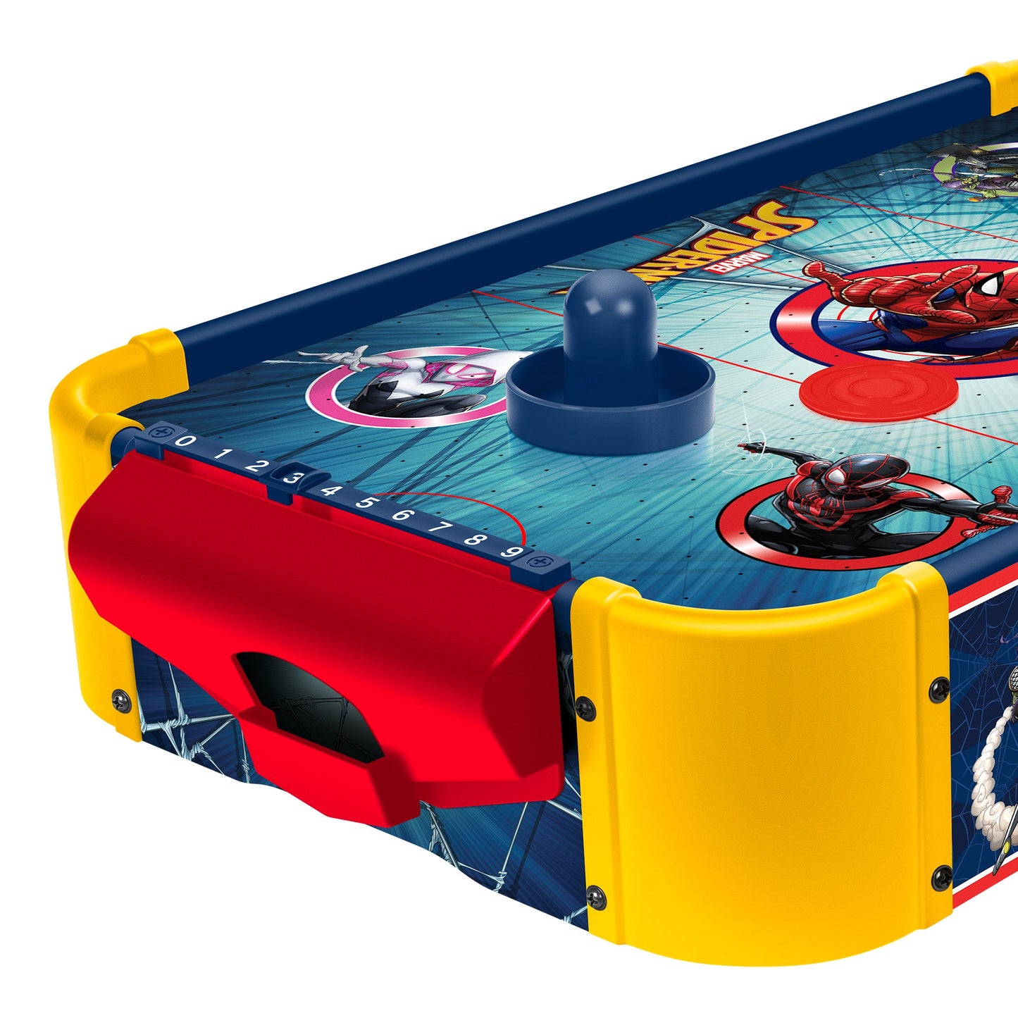 Spider-Man Tabletop Air Hockey Table Officially Licensed Marvel – Wood Electric Air Hockey Game for Kids Ages 5+, Superhero Game Night Toy, Birthday Gift for Boys & Girls