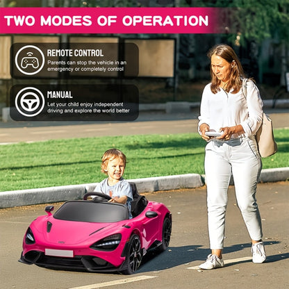 12V Kids Ride On Car Electric Vehicle with Hydraulic Doors Remote Control LED Lights MP3 Player 3 Speeds Smooth Start Birthday Christmas Gift Boys Girls