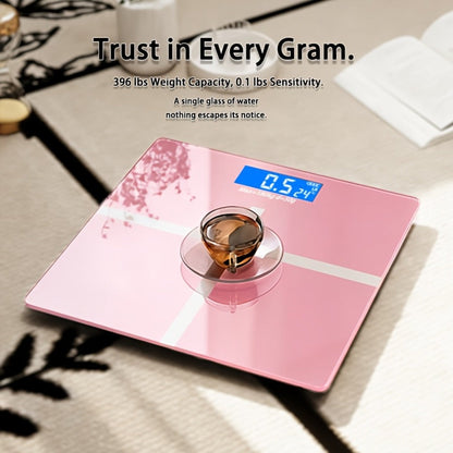Digital Bathroom Scale High Precision – 396 lb Capacity Electronic Weight Scale with LCD Display, Available with Tape Measure & Storage Rack, Compact Body Weight Scale for Home Bathroom & Fitness