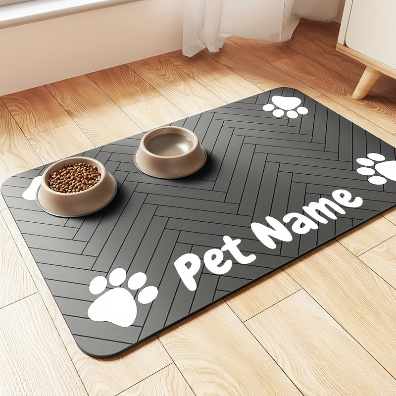 Pet Feeding Mat – Anti-Slip Waterproof Quick-Dry Paw Print Dog & Cat Bowl Pad, Stain-Resistant with Bone Pattern, 3 Styles, 11.81x15.75 Inch
